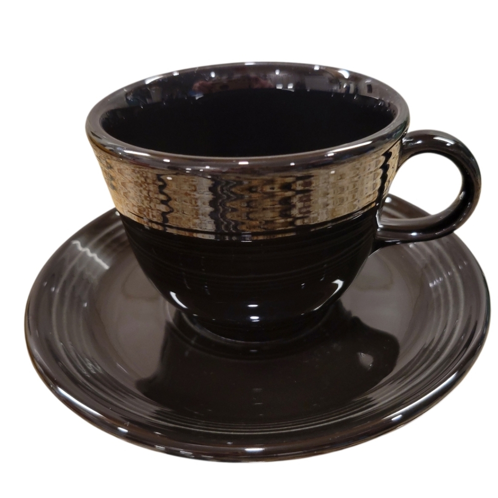 Fiesta Black Teacup And Saucer Set